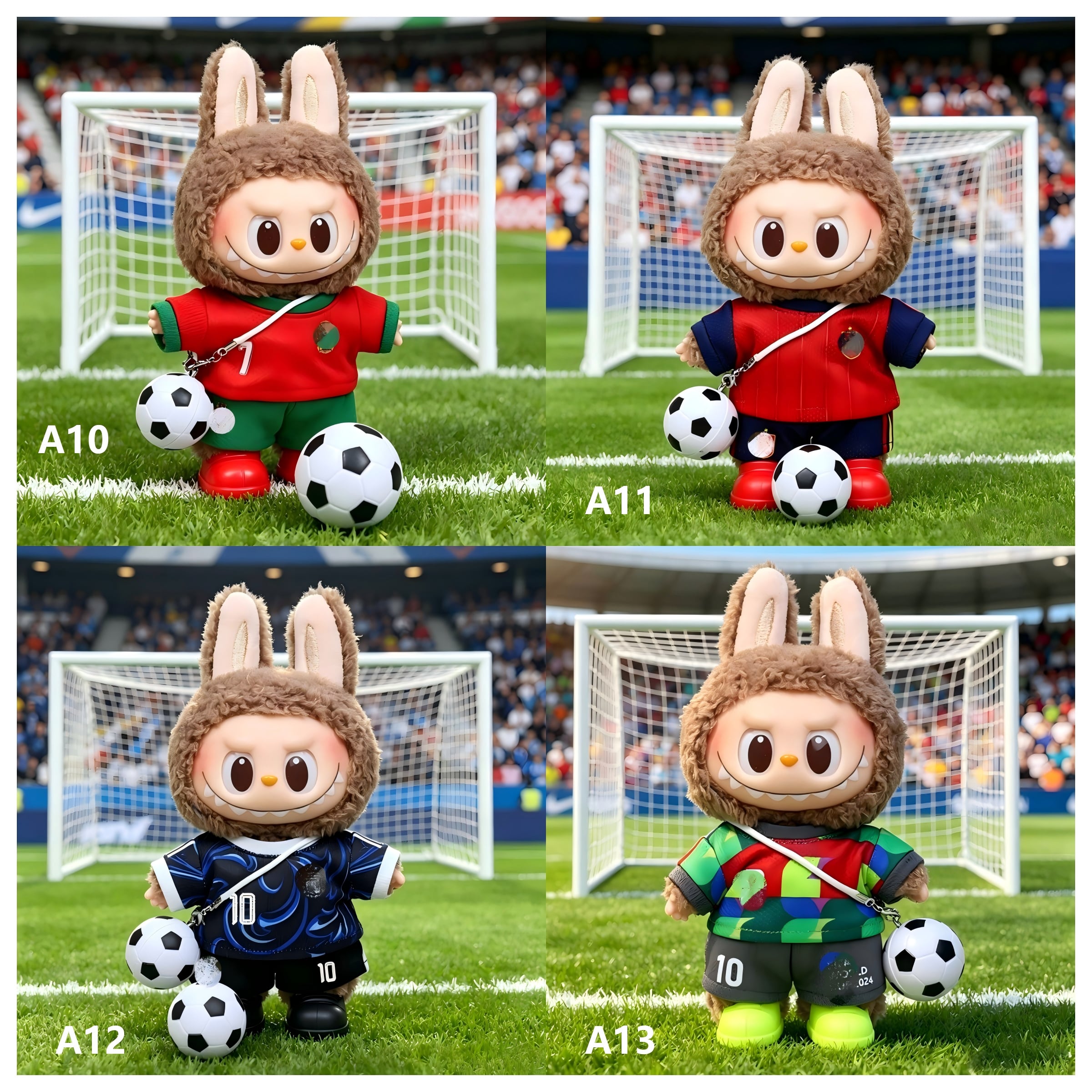 Labubu 1-3世代用 サッカー トップス+パンツ+ボールチャーム+シューズ
