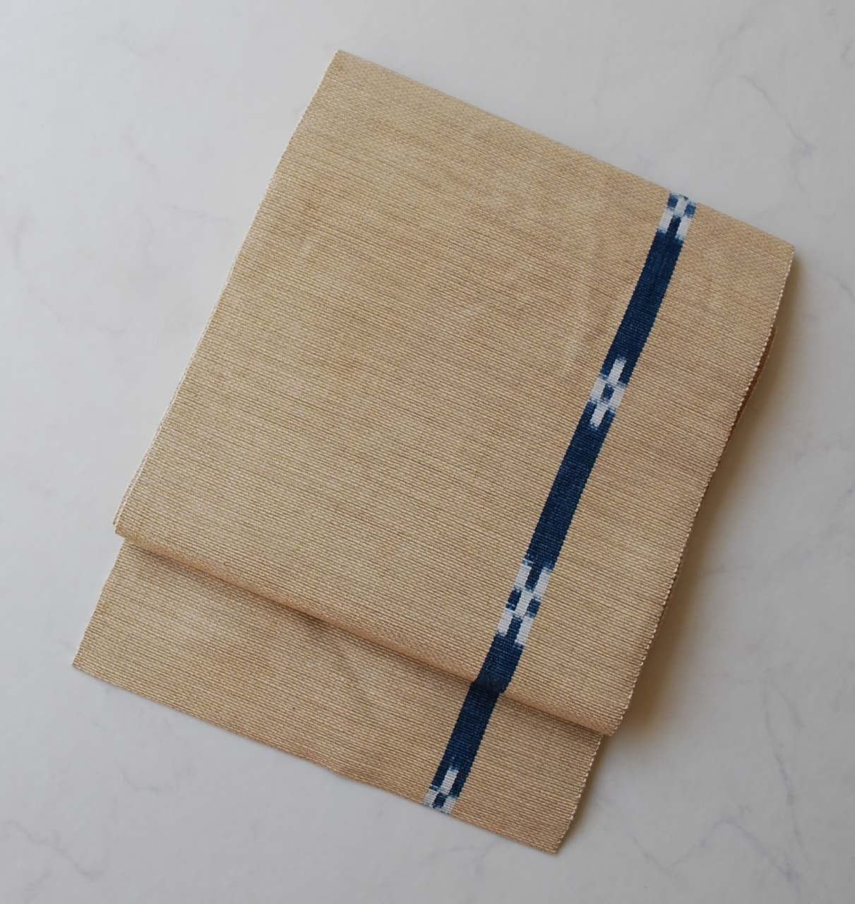 【なごや帯】砂色×濃紺色 ミンサー なごや帯