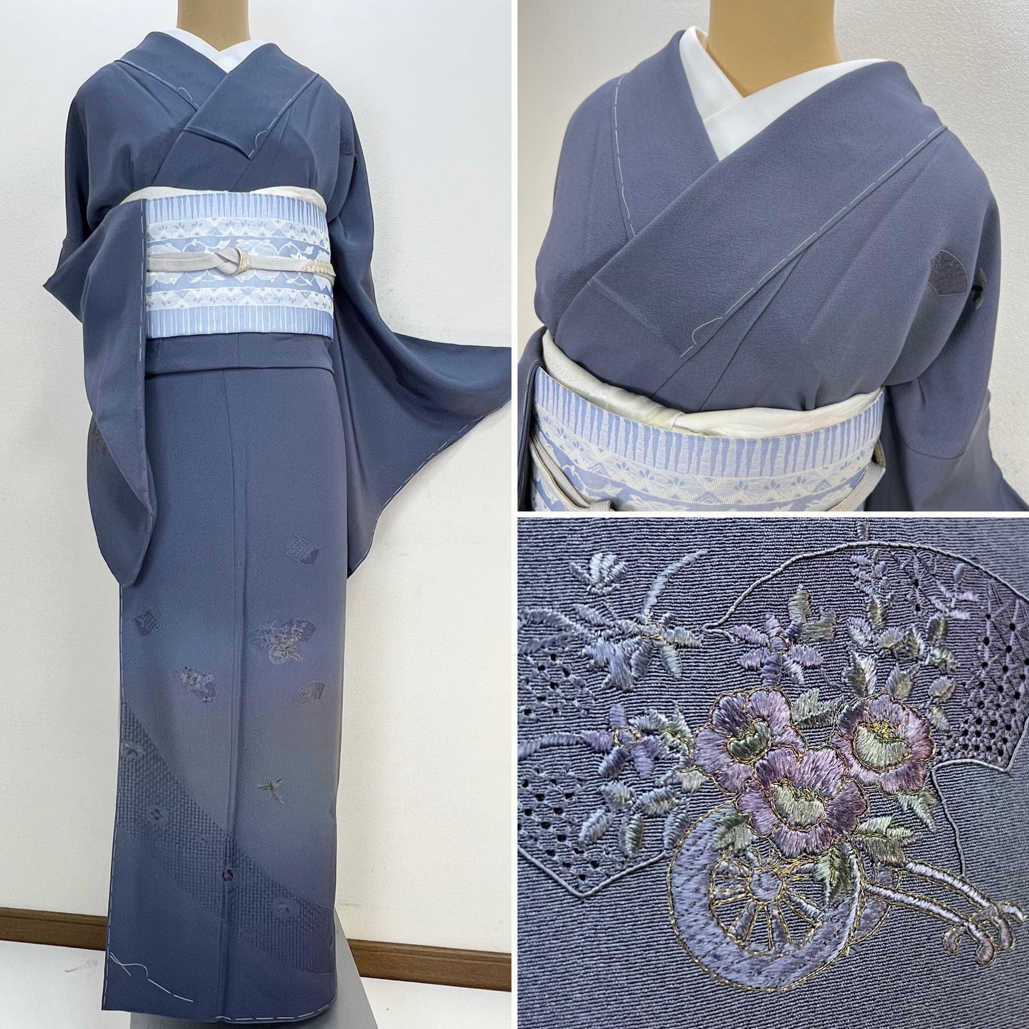 未使用品【総刺繍】蘇州刺繍 訪問着 正絹 袷 大寸s612 | 着物 夢美月