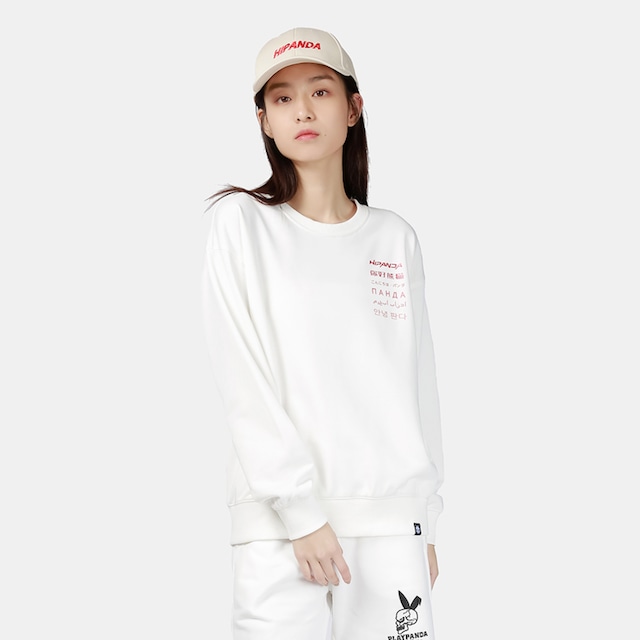 SALE 送料無料 【HIPANDA ハイパンダ】レディース クルーネック スウェット トレーナー WOMEN'S CREW NECK SWEAT SHIRT / WHITE・BLACK