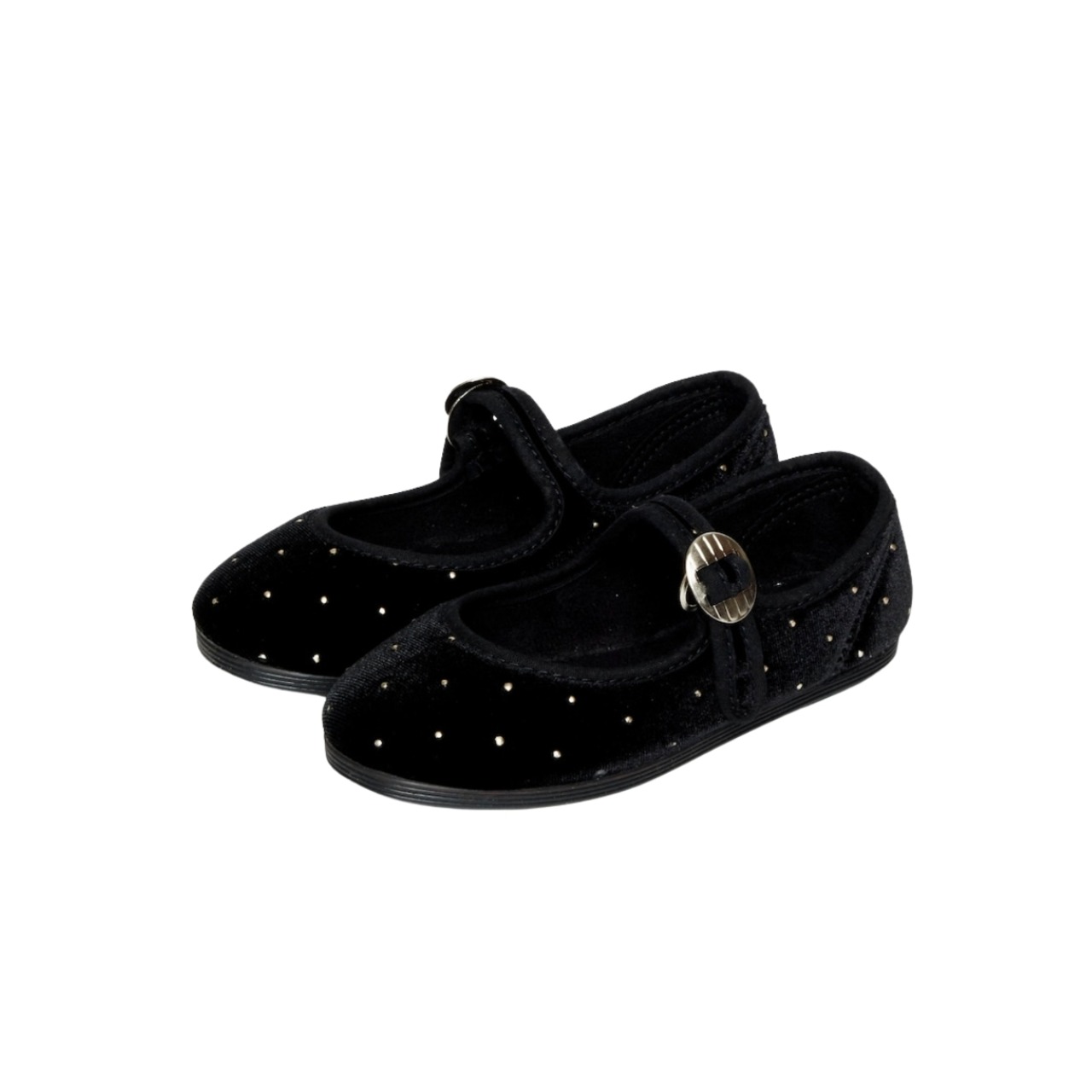 ＜LA CADENA＞Baby&Kids JAPONESA VELOUR GOLD DOT ONE STRAP (BLK x GOLD DOT) - 1