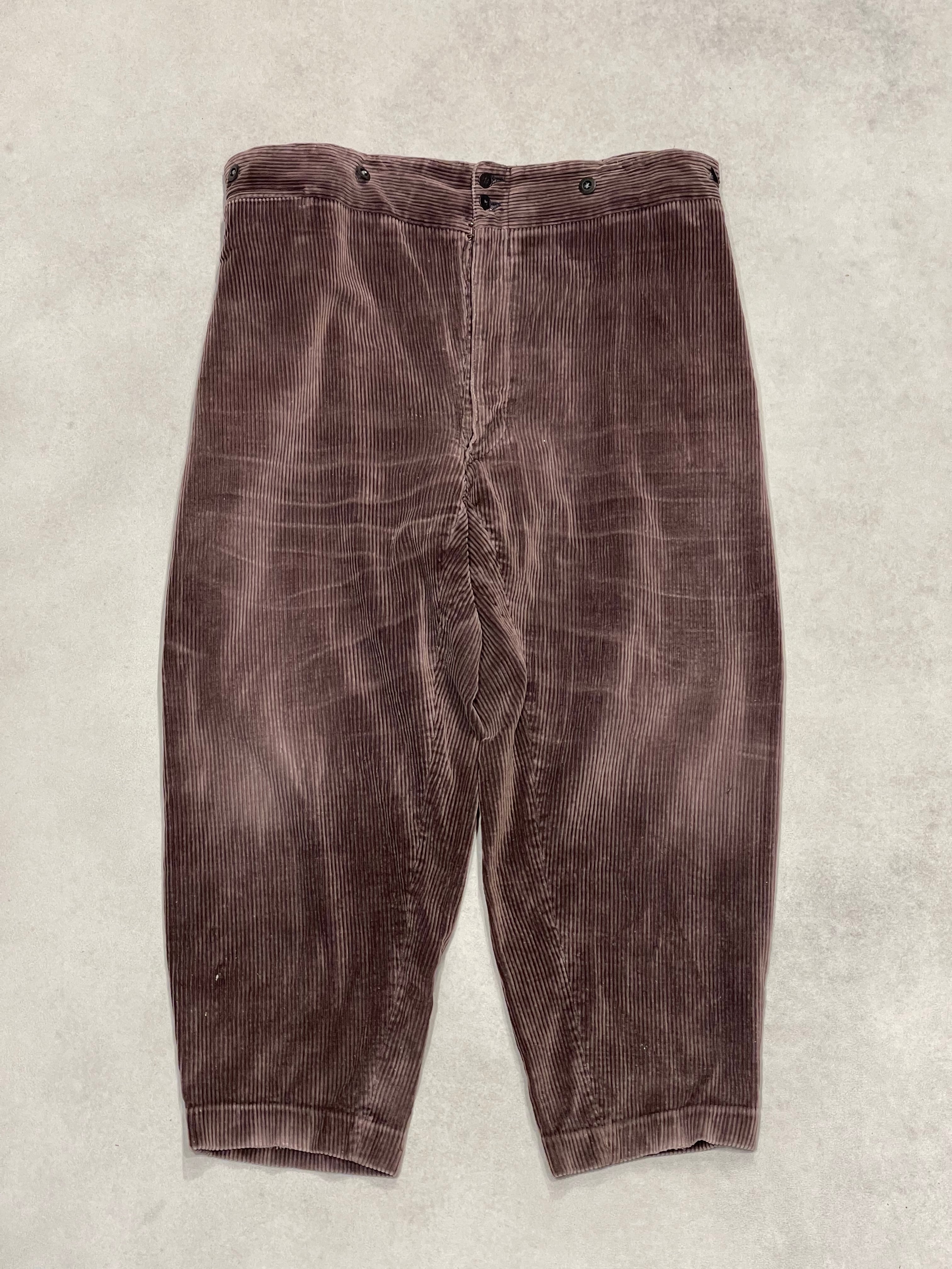珍品40s 40sビンテージ1940年代フランス黒ブラック太畝コーデュロイ 