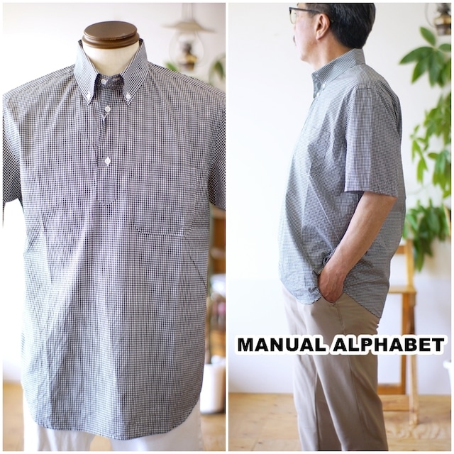 MANUAL ALPHABET 　マニュアルアルファベット　 BASIC-SPO-003　ギンガムチェックプルオーバーボタンダウンシャツ 　ギンガムブラック