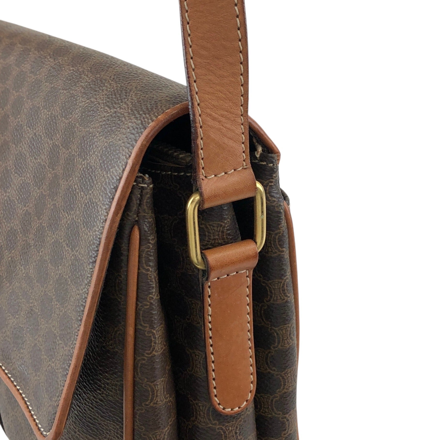 美品 セリーヌ ショルダーバッグ トリオンフ マカダム PVC ブラウン CELINE セリーヌ マカダム ショルダーバッグ ブラウン トリオンフ PVC