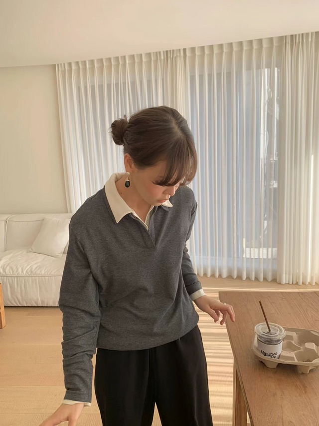 (予約) LIFFEY / Wool collar tee 3color