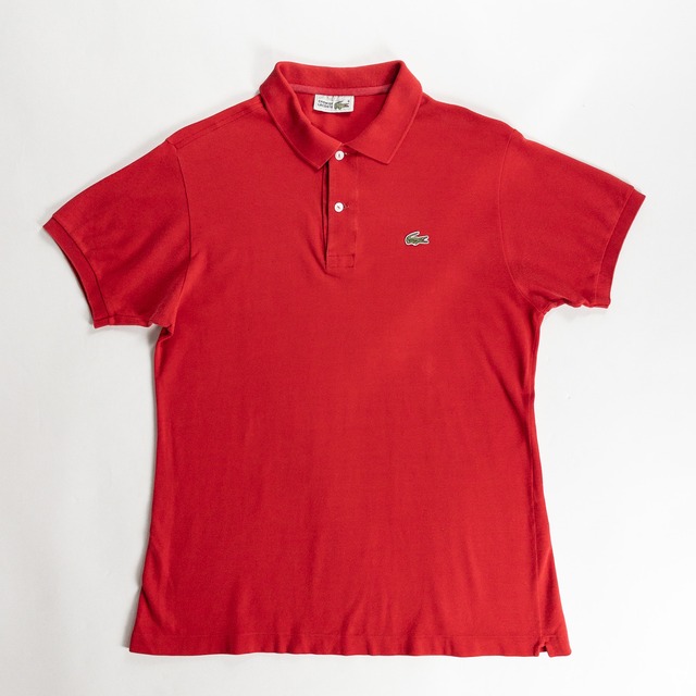 1980s "French LACOSTE" Red Cotton S/S Polo Shirt, Size4