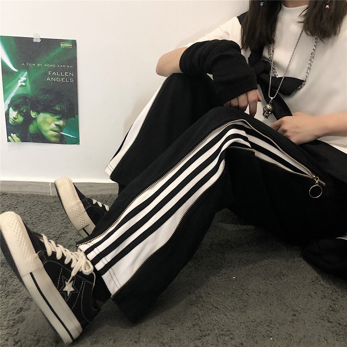 スプリングルーズパンツ レッドスタンダードジッパーカジュアル レトロ ストリート 春物 ケッペル44616963878