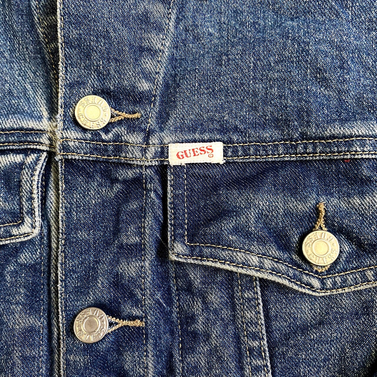 80〜90年代 USA製 GUESS ゲス ショート丈 デニムジャケット メンズM 