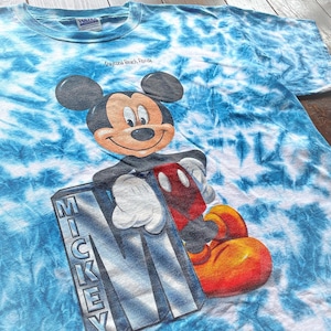 90s  TULTEX  Disney Official  Daytona Beach Tiedye Mickey  print T-Shirt  /Size  X-LARGE