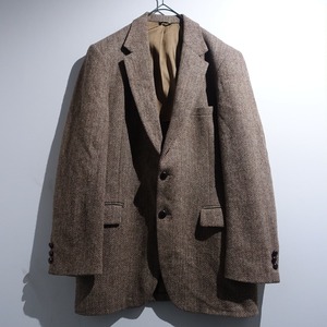 80s “Harris Tweed” Brown Pure Wool Tweed Tailored Jacket