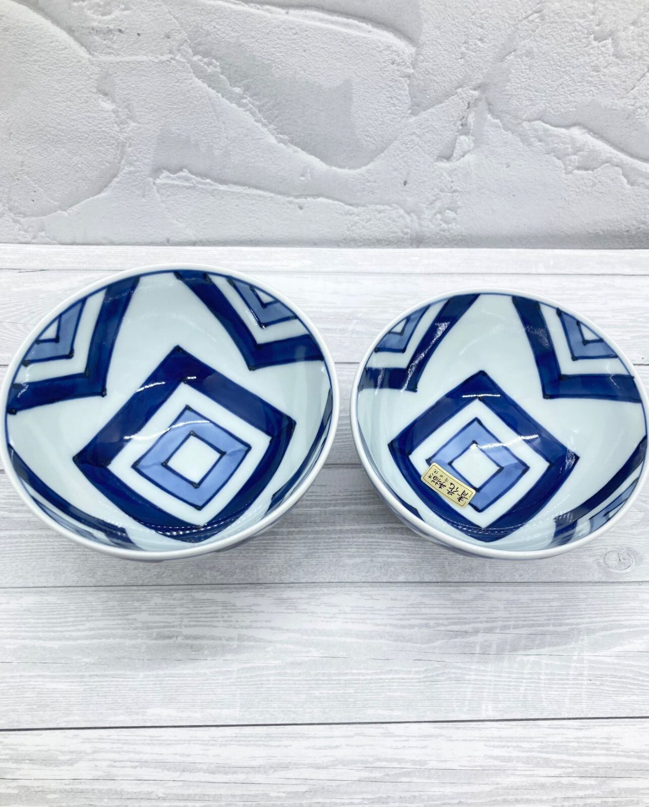 食器】有田焼 しん窯 青花 江戸紋 組飯碗 | 若林陶器