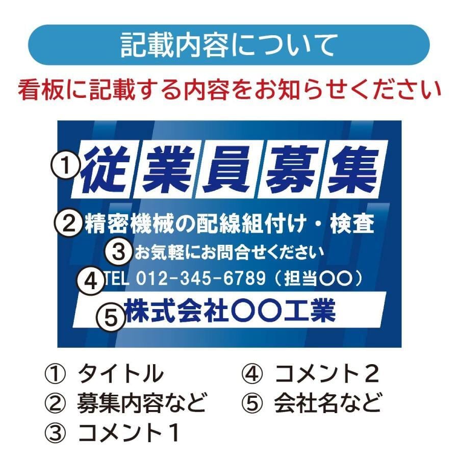 名入れ看板 募集看板 求人募集看板 スタッフ募集 正社員募集 パート・アルバイト募集中看板  セミオーダー 文字入れ自由 名入れ sb0215