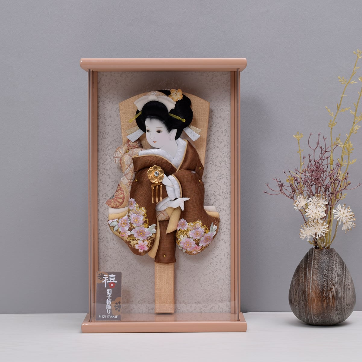 押絵羽子板飾り【茜・茶色】9号|おしゃれ|モダン|今どき|コンパクト|スタイリッシュ