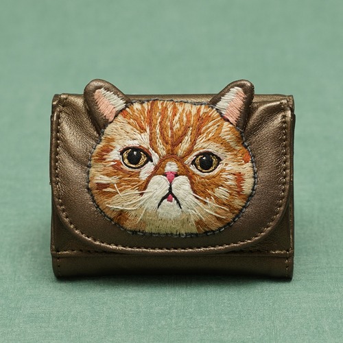 ねこミニ財布 Red tabby cat / Bronze