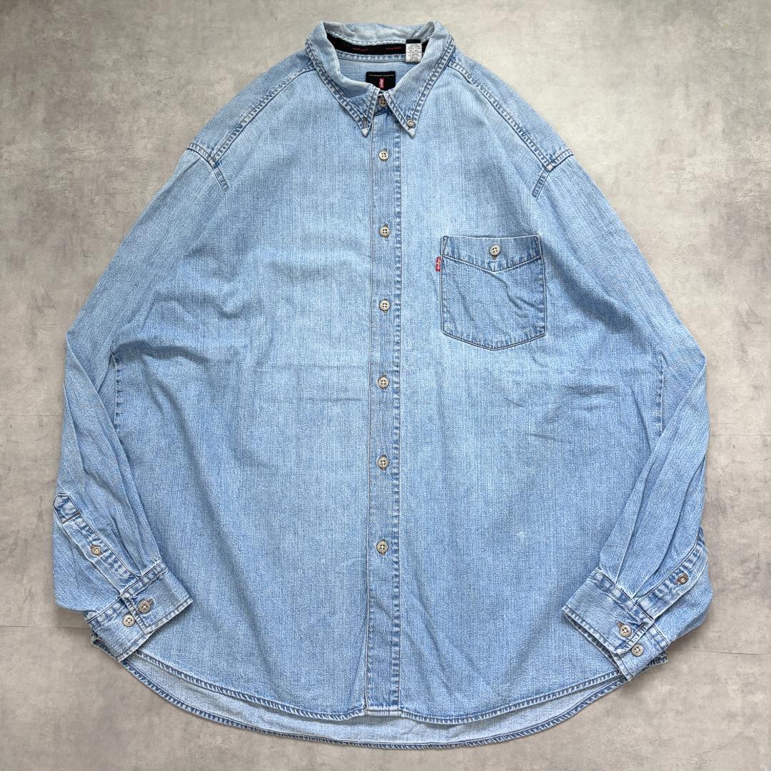 Levis リーバイス デニムシャツ 古着 片ポケ XL 青 21914