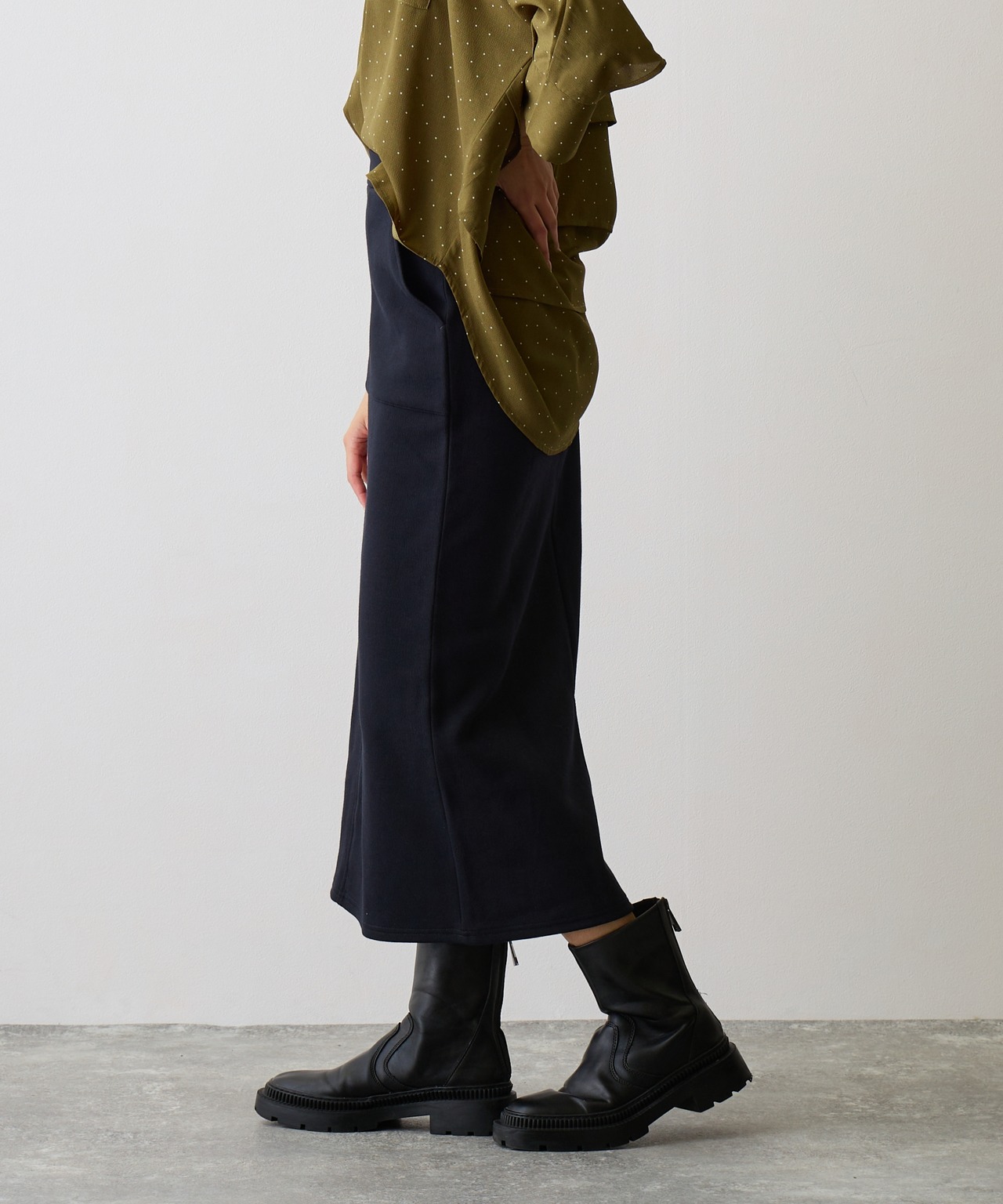 No.58520 ダブルフェイスIラインスカート  Navy