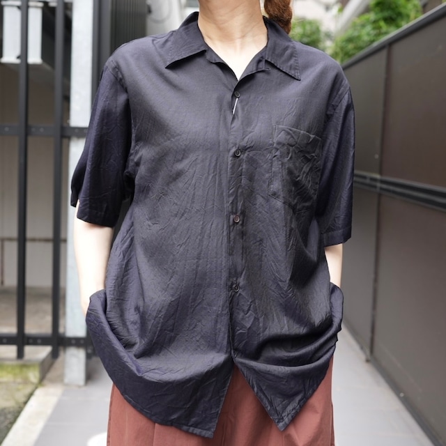 COMOLI(コモリ) ウールシルク 半袖オープンカラーシャツ X01-02019