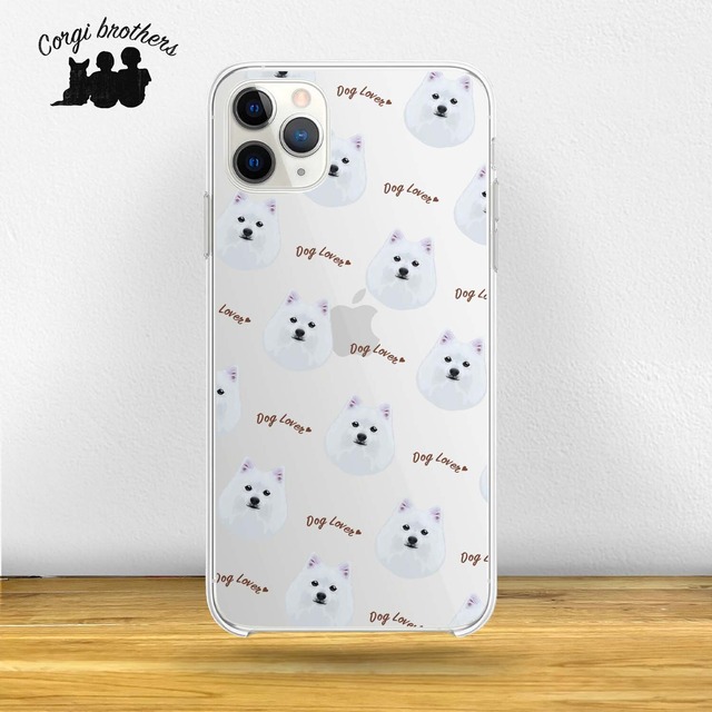 【 スピッツ 毛色1色 パターン 】スマホケース　クリアソフトケース　犬　うちの子　iPhone & Android