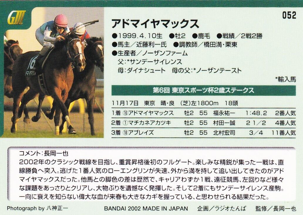 サラブレッドカード福永祐一サインカード バンダイ ⭐︎直筆サイン入り