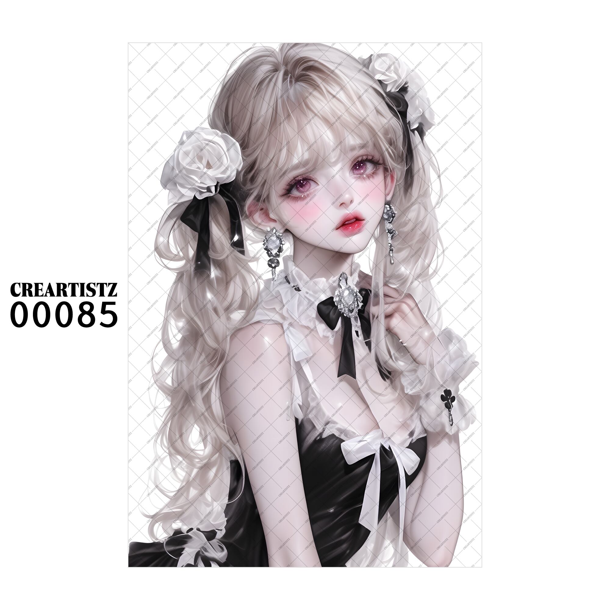 00085 ガール キュート オリジナル ペーパー/ステッカー 4枚セット CREARTISTZ