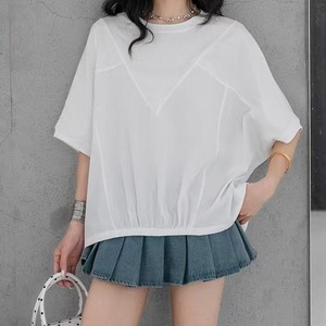 BATWING SLEEVES ROUND NECK SHORT SLEEVE TOP M-17353