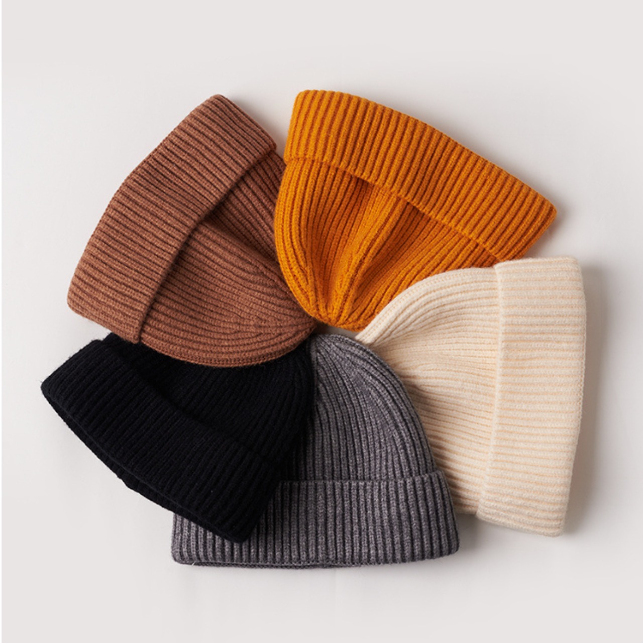 リブ編みロールアップニット帽 af0151