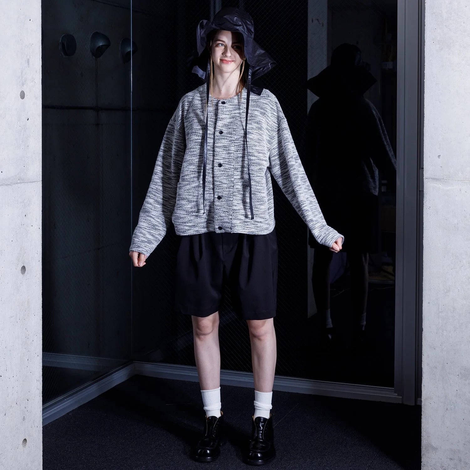 【VOAAOV】Tweed Jarsey Crew Neck Cardigan 243121502_8320.jpg