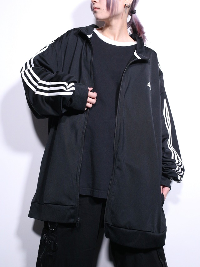 ”adidas” XXXL super over silhouette black×white 3line track jacket