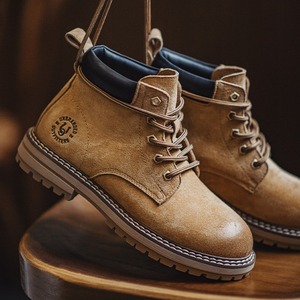 Retro Yellow Brown Suede Leather Boots / レトロ イエロー ブラウン スエード レザー ブーツ