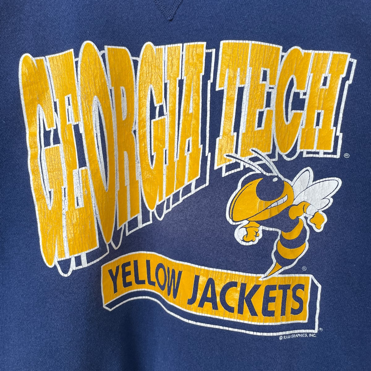 90s USA製 カレッジスウェット 古着 ヴィンテージ YELLOW JACKETS 前V 