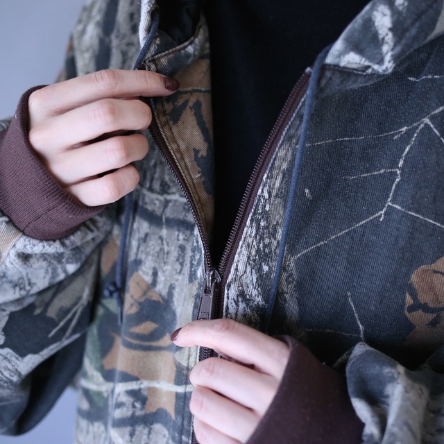 real tree camouflage over silhouette zip-up hoodie jacket