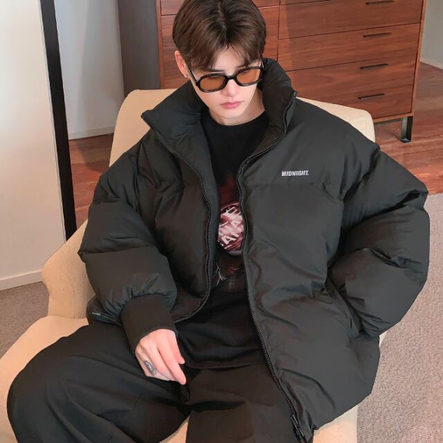 【予約販売】 ダウンジャケット アウター ショート丈 リブ袖 ブラック/カーキ/ホワイト シンプル 防寒 メンズ 防寒 お洒落 こなれ感 ベーシック 秋冬 大きいサイズ M/L/XL