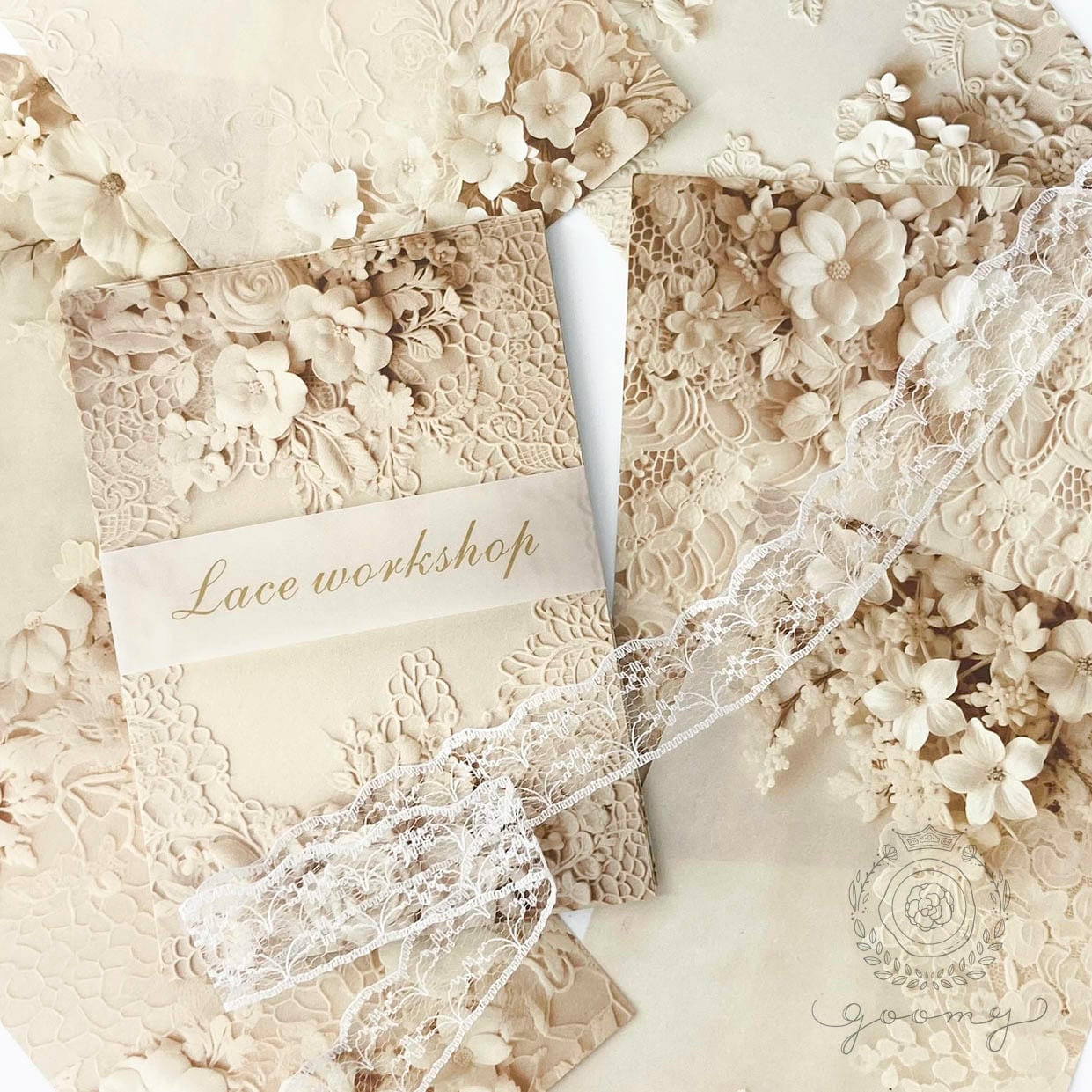 レース付デザインペーパー ホワイト<P363>