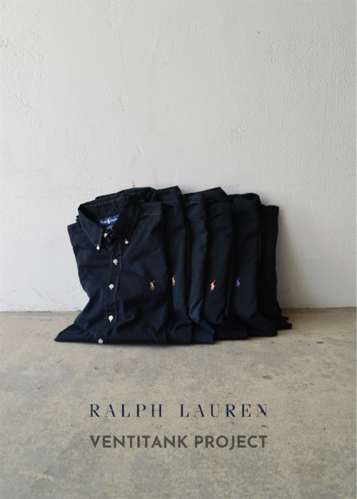 VENTITANK PROJECT Old Polo Ralph Lauren 1990's Dyed Black Collection "TYPE COTTON POPLIN" オールドラルフ カスタムシャツ 黒染め