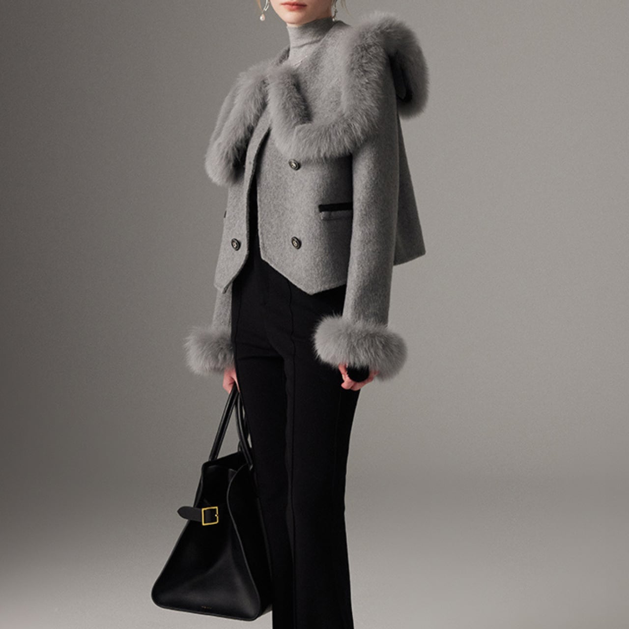 エレガント ウール ショートコート 2color A42