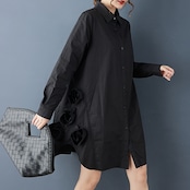 立体フラワー オーバーサイズ シャツ 00241