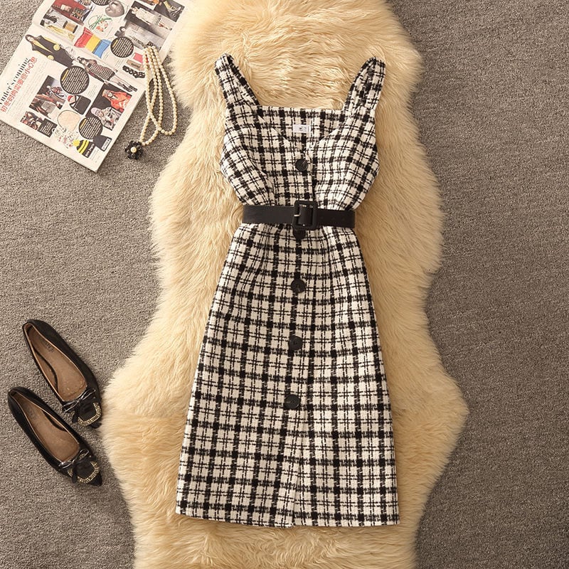 【dress】チェック柄キャミワンピース N2262