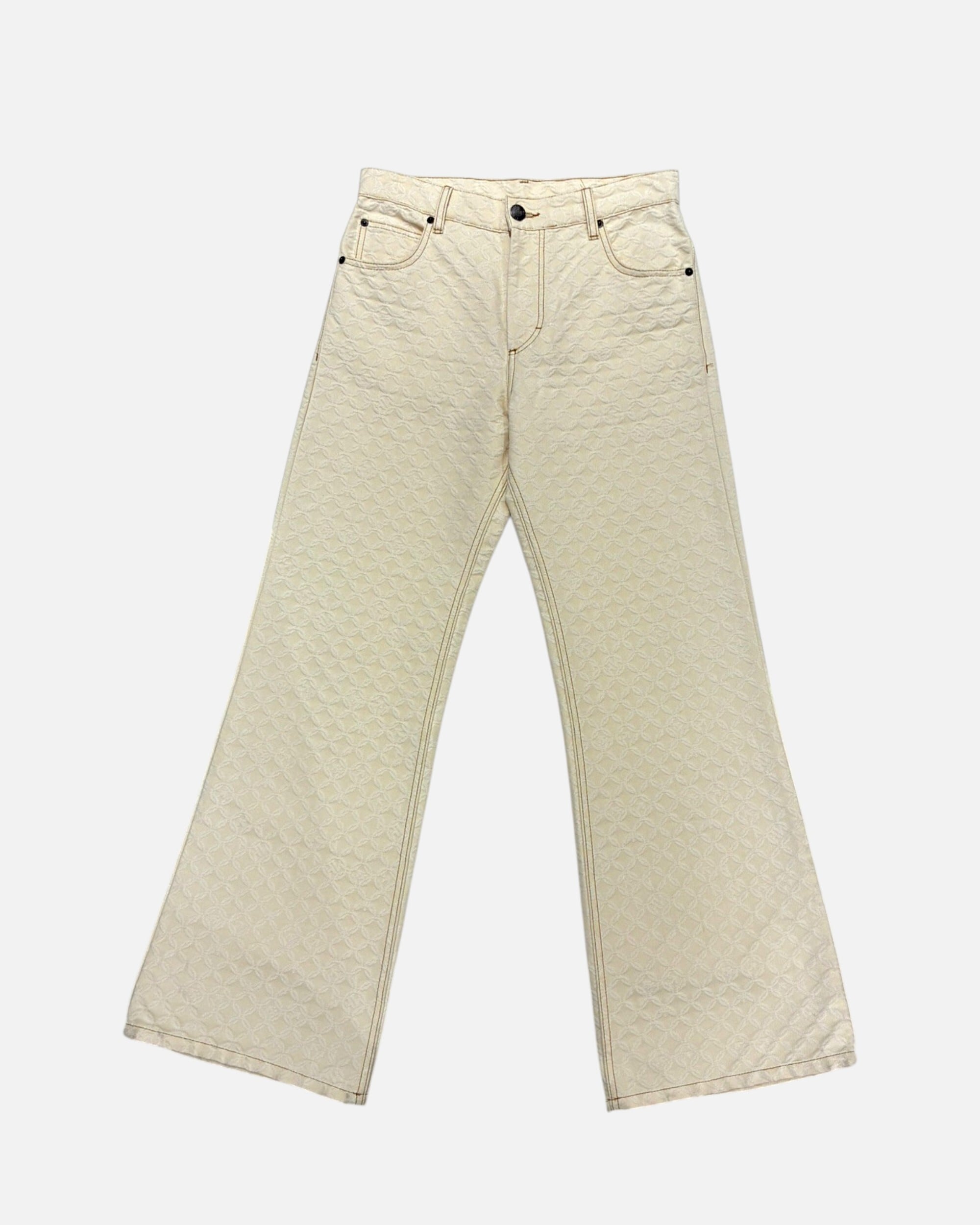 CHARLES JEFFREY LOVERBOY jacquard woven denim flared pants