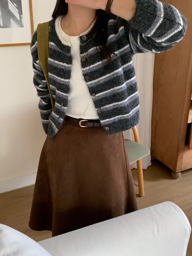 (予約) signature / Widen stripe cardigan 2color