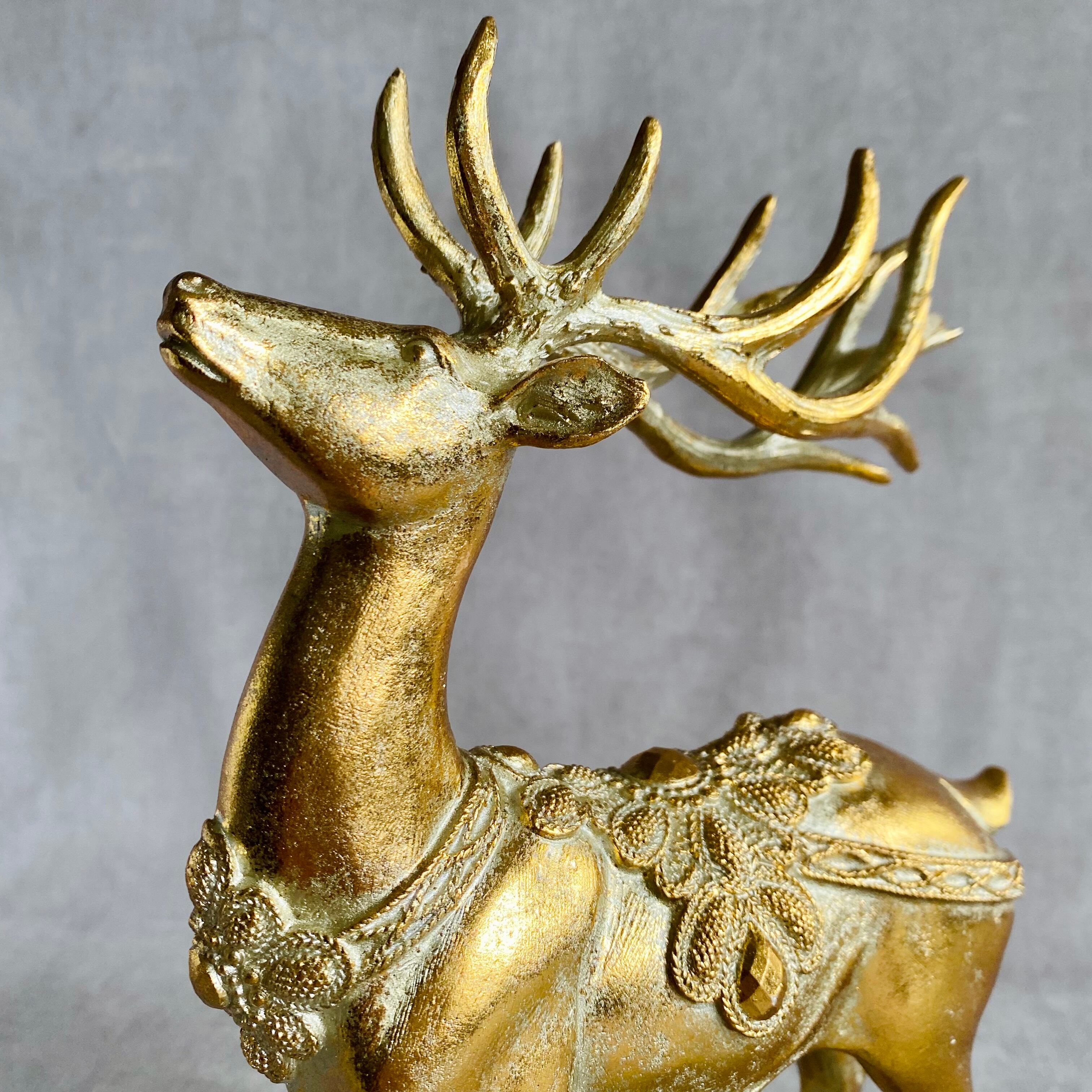 トナカイの置き物　アンティーク　真鍮 Amazon.co.jp: XYQXYQ 2ピース 真鍮のトナカイの彫刻、ゴールドの動物