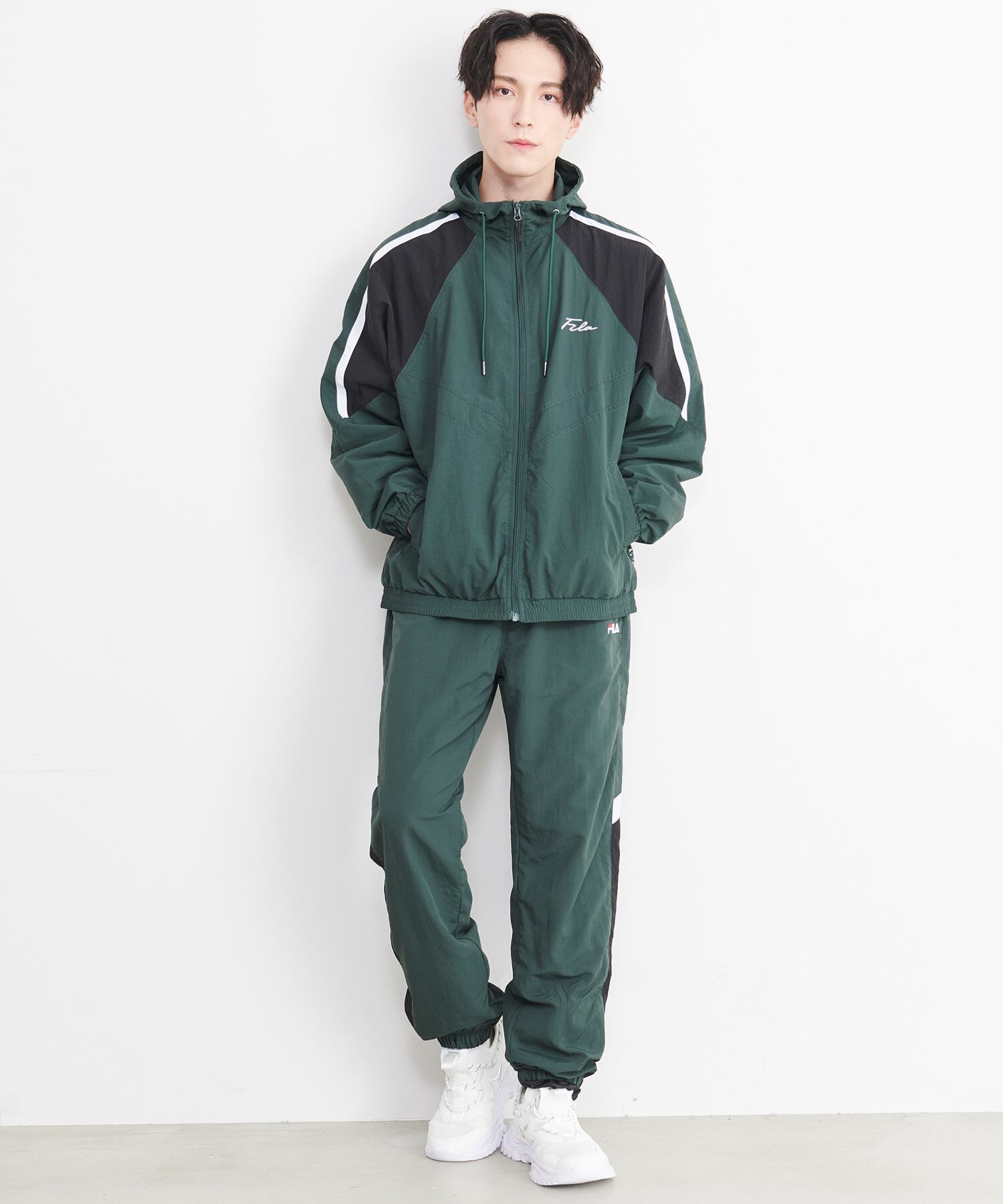 フィラ FILA ウィンドブレーカー セットアップ ベスト付き XL 白