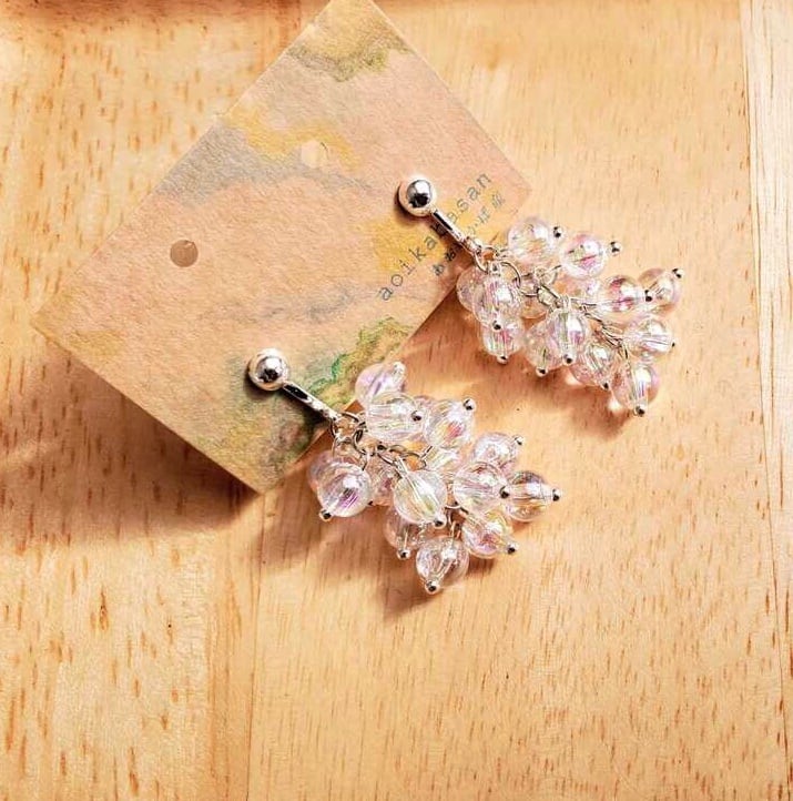 もしゃもしゃ透明イヤリング ピアス かばの雑貨屋さん