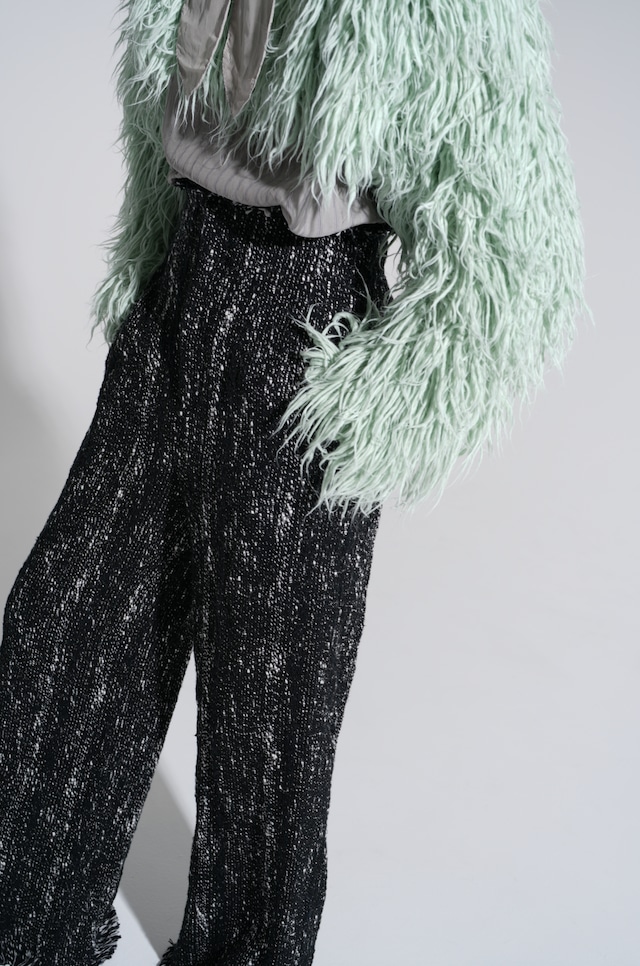 MELANGE COTTON FRINGED TROUSERS