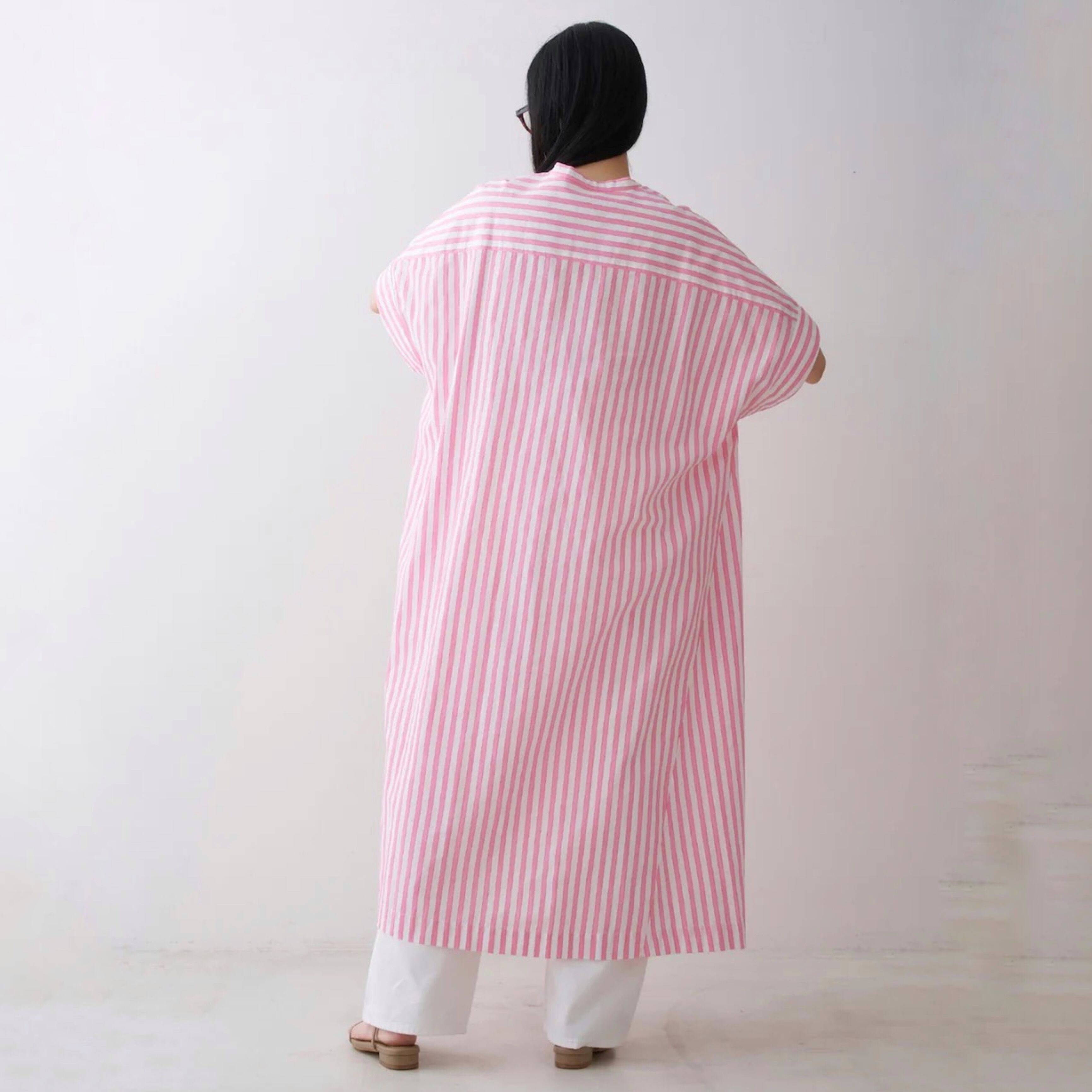 ne Quittez pas / POPLIN STRIPE BIG SHRITS DRESS｜PINK | Zakka so-la 