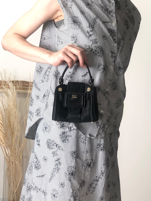 CELINE セリーヌ ハンドバッグ ブラック ブラゾン フロントバックル サテン ミニバッグ vintage ヴィンテージ オールド wdsxbc