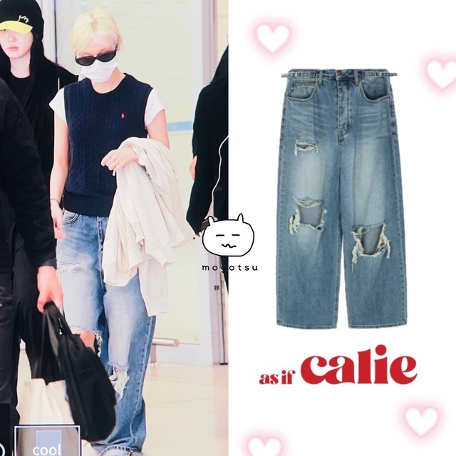 ★AESPA ウィンター 着用！！【ASIF CALIE】DESTROYED WASHING DENIM PANTS BLUE