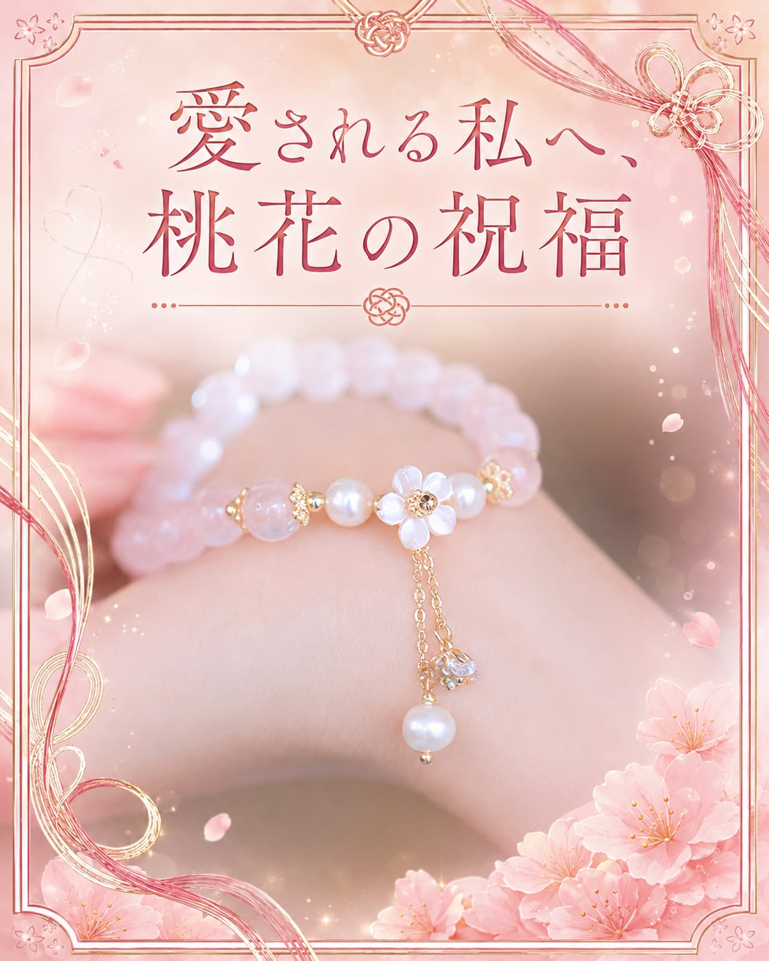 愛を受け取り、幸せな恋を育てる ― 桃花ブレスレット❤︎B131