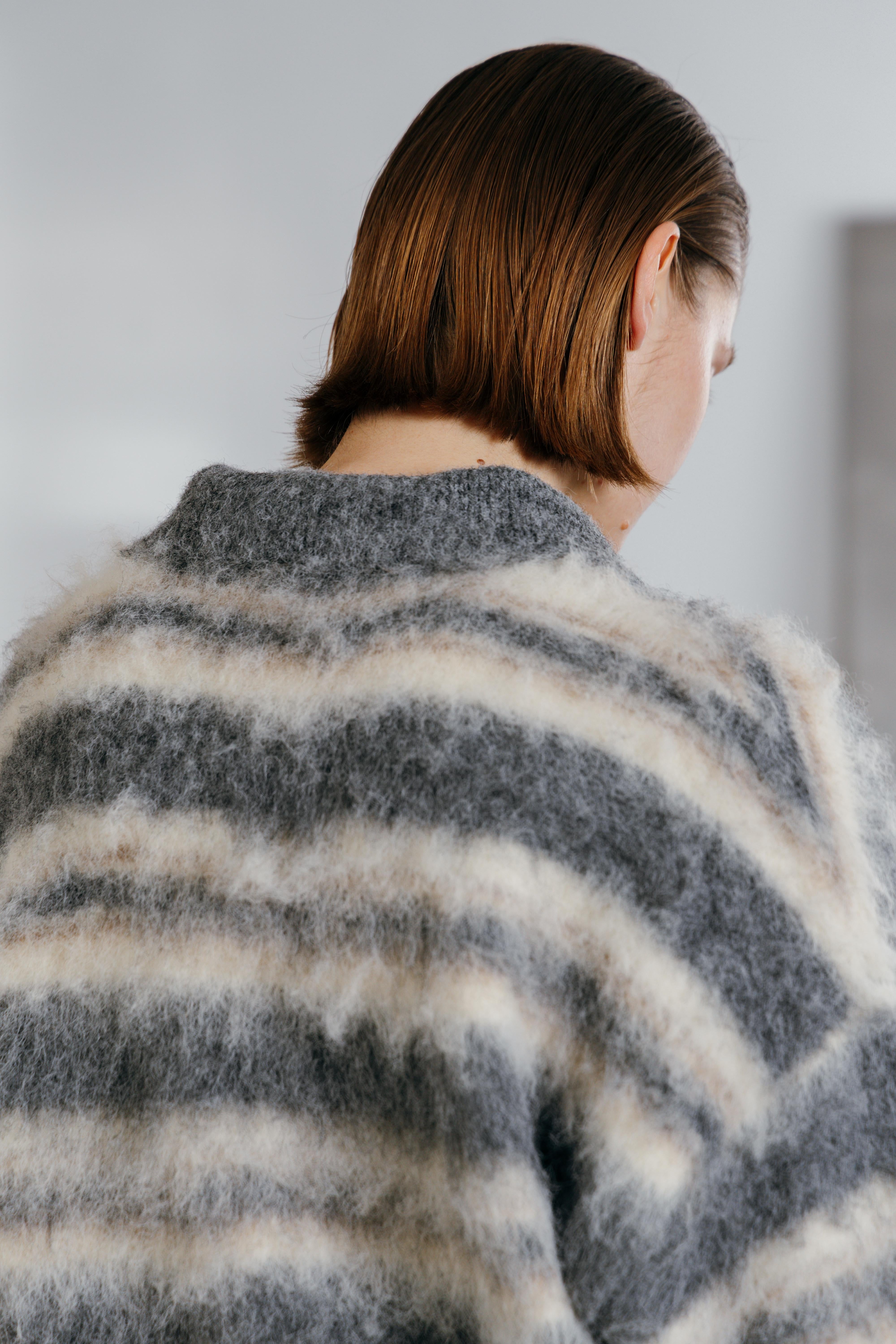 CREDONA MOHAIR BORDER KNIT モヘアボーダーニット Gray | planet3rd