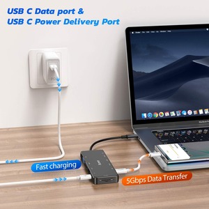 Aceele USBハブ マルチポート HDMI VGA USB3.0/2.0 3.5mmジャック LAN SDカード 動作品