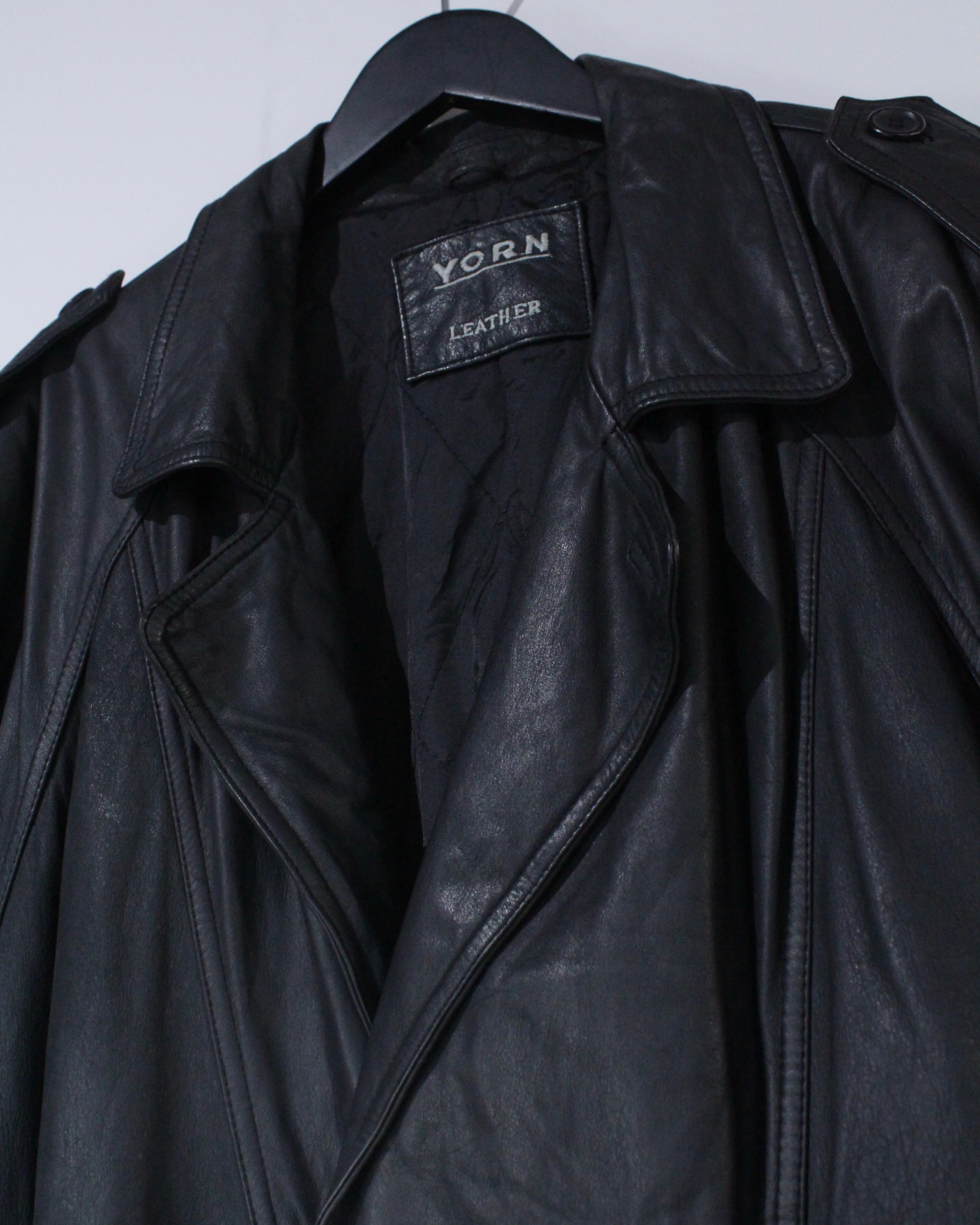 Caka BLACK】Black Color Vintage Leather Trench Coat | Caka(カカ